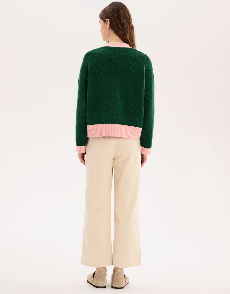 Henni Cardigan in Green and Pink