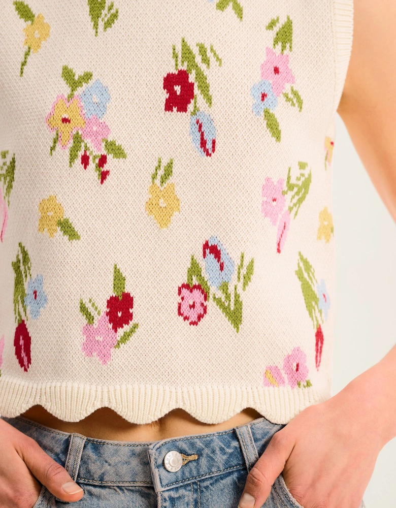 Bibi Floral Knitted Vest
