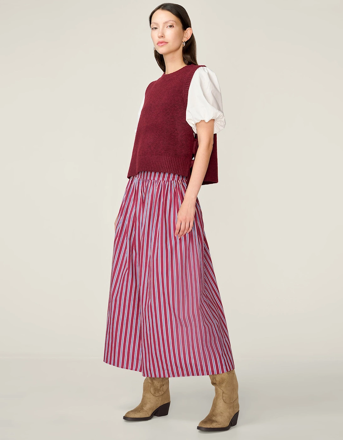 Rufus Bow Side Vest in Merlot, 7 of 6