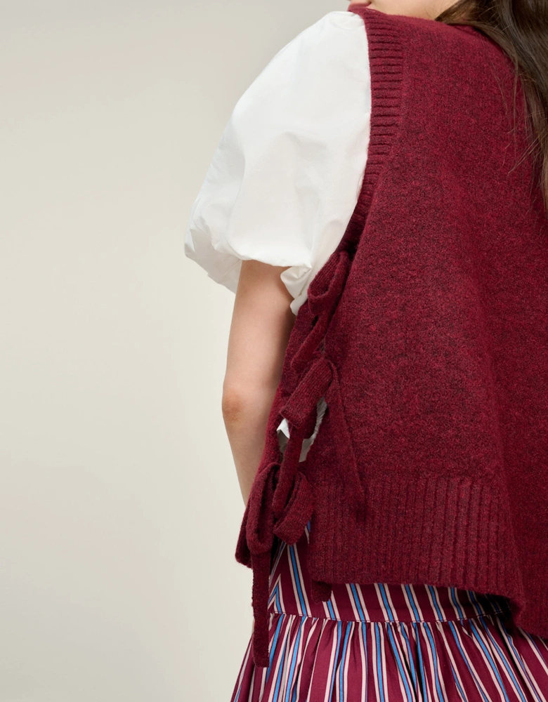 Rufus Bow Side Vest in Merlot