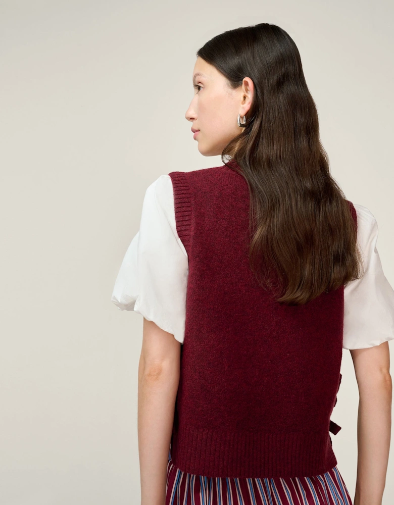 Rufus Bow Side Vest in Merlot