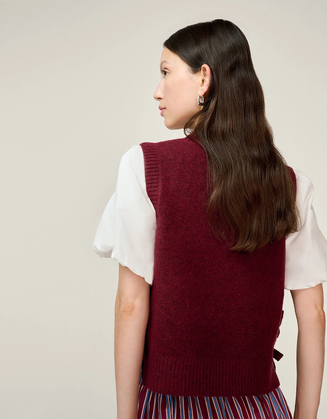 Rufus Bow Side Vest in Merlot