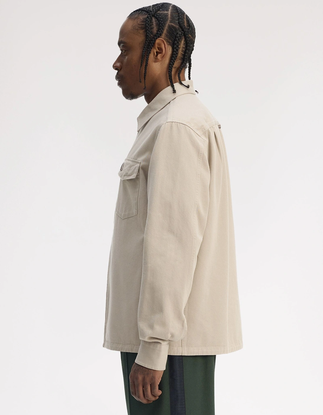 M9833 Twill Zip Through Overshirt - Warm Oat