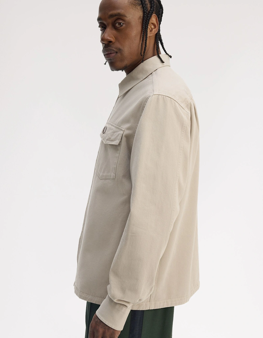 M9833 Twill Zip Through Overshirt - Warm Oat