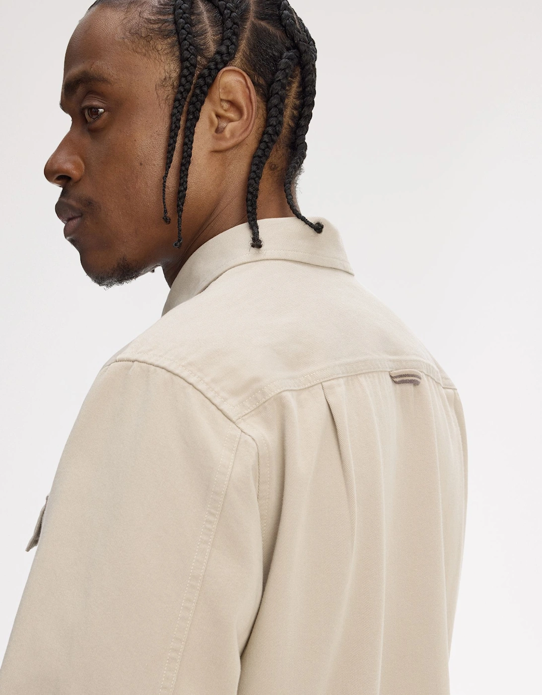 M9833 Twill Zip Through Overshirt - Warm Oat