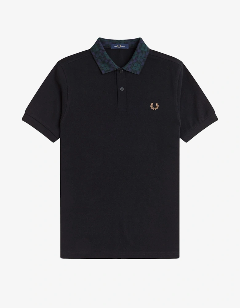 M1762 Black Watch Tartan Collar Polo - Black