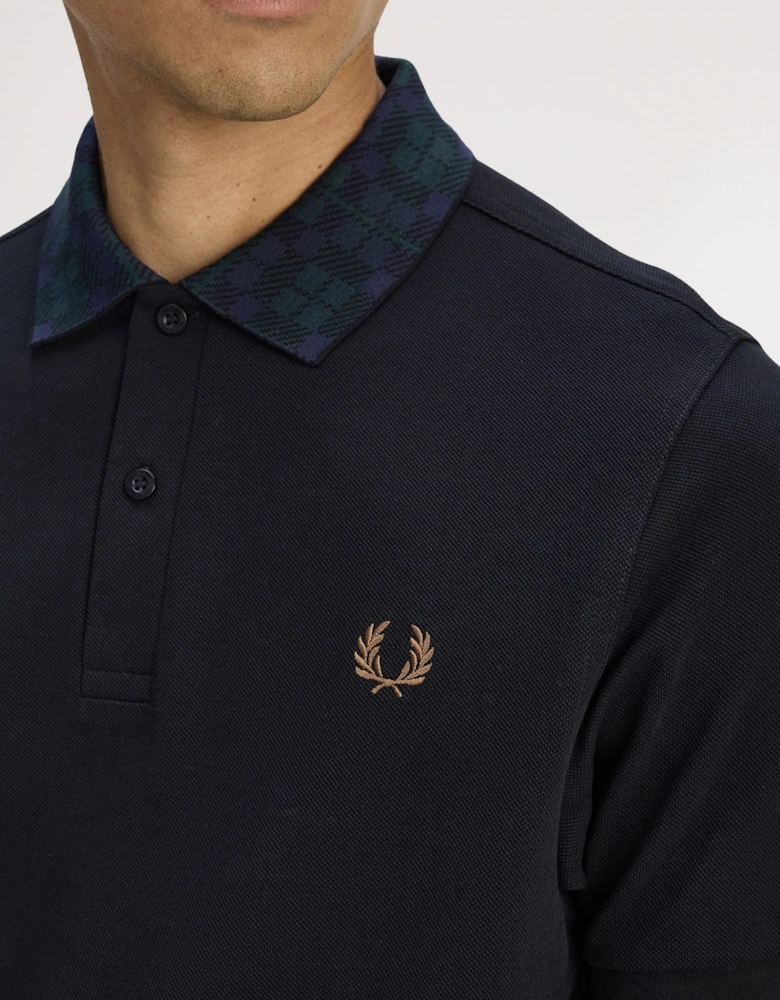 M1762 Black Watch Tartan Collar Polo - Black