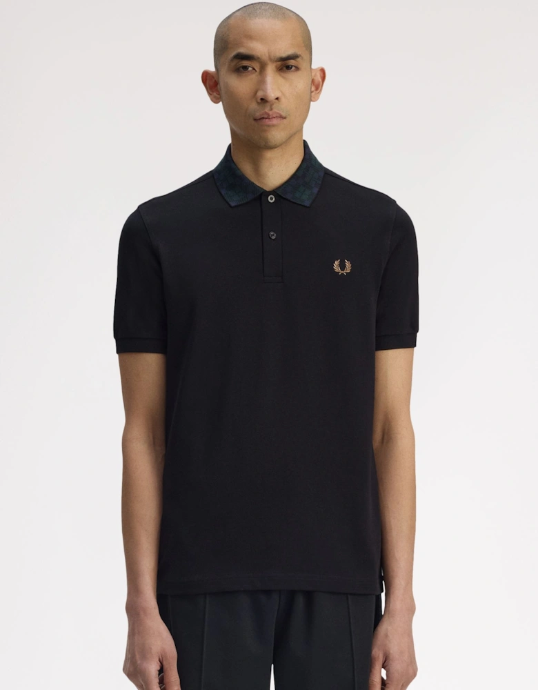 M1762 Black Watch Tartan Collar Polo - Black