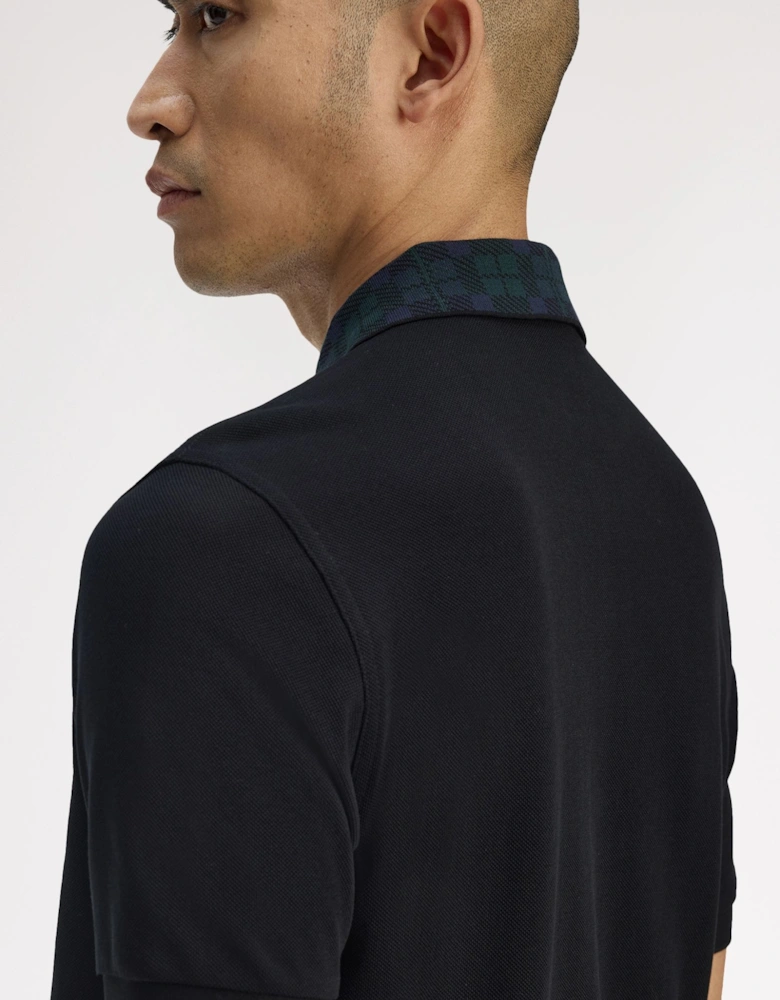 M1762 Black Watch Tartan Collar Polo - Black