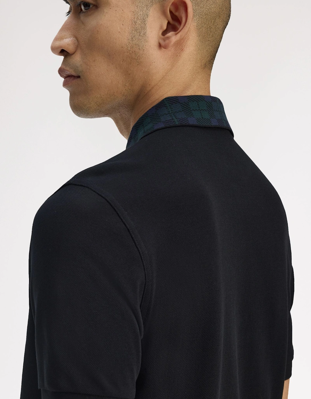 M1762 Black Watch Tartan Collar Polo - Black