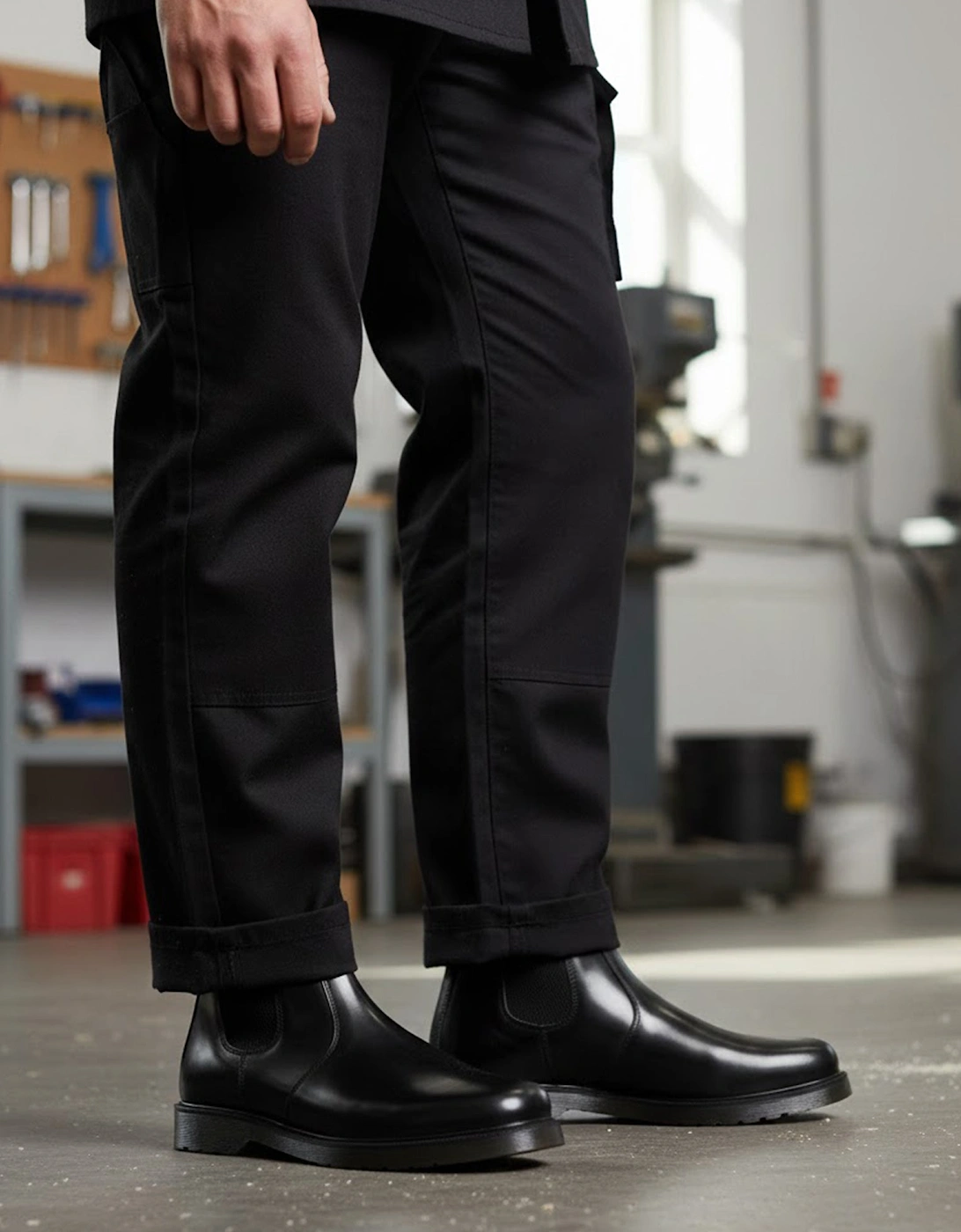 ELLIS Unisex Leather Air Cushioned Dealer Boots Polished Black