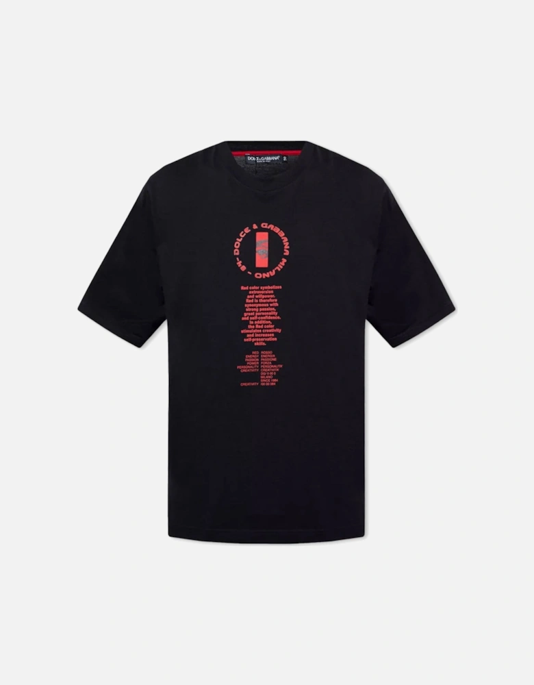 Men's Black Hot Animalier Red Letter Logo T-Shirt