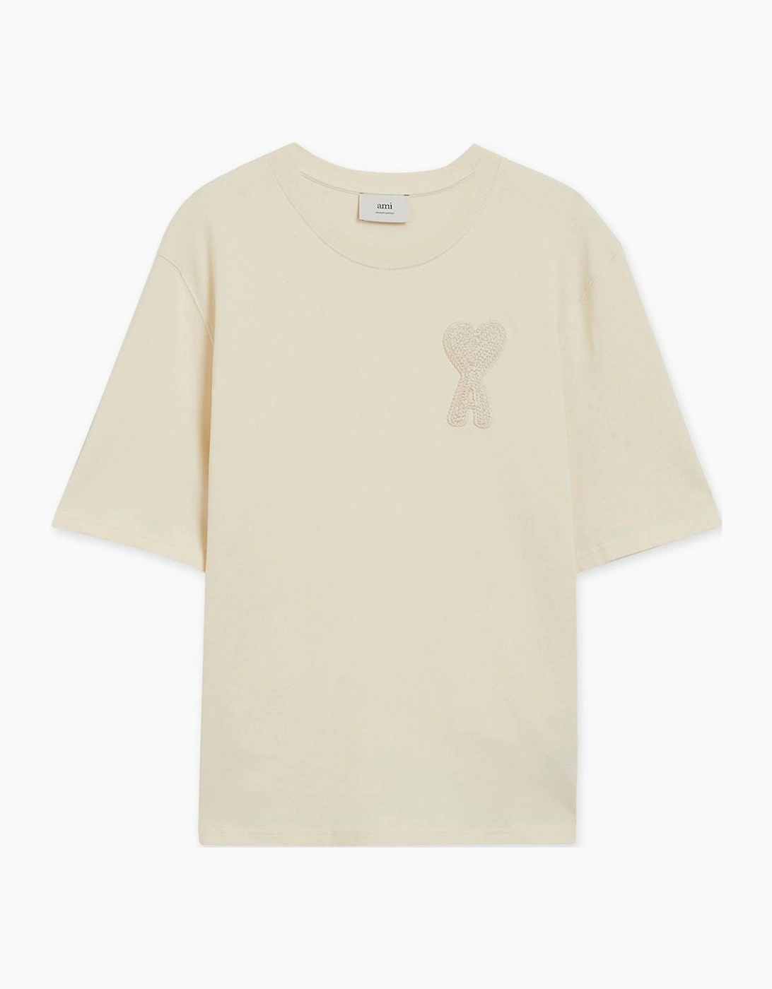 Ami Paris Men's Cream Beige 'Ami De Coeur' Patch T-Shirt  38 M
