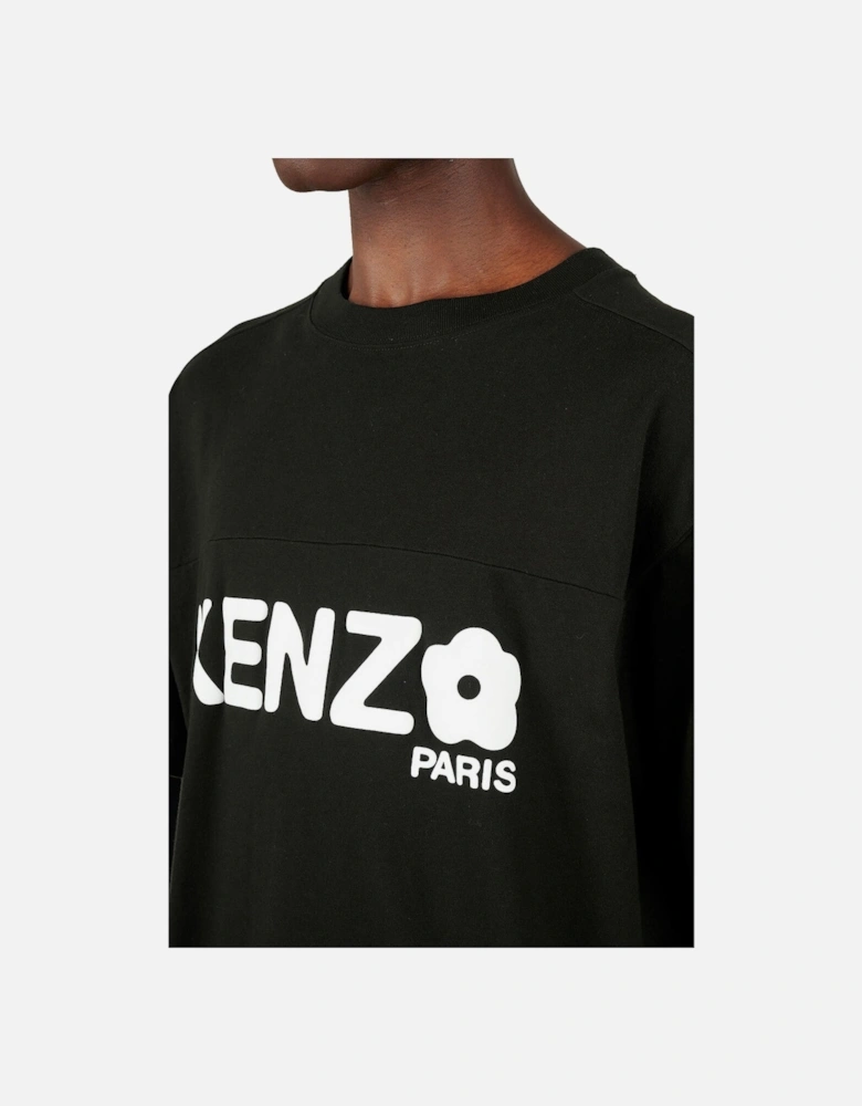 Men's Black Boke 2.0 Flower Logo Oversized T-Shirt