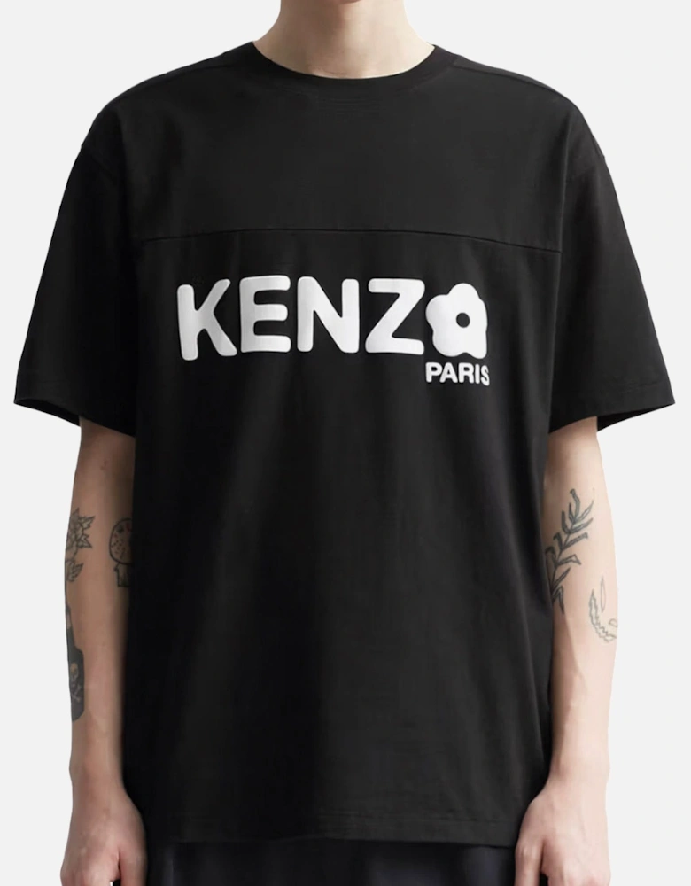 Men's Black Boke 2.0 Flower Logo Oversized T-Shirt