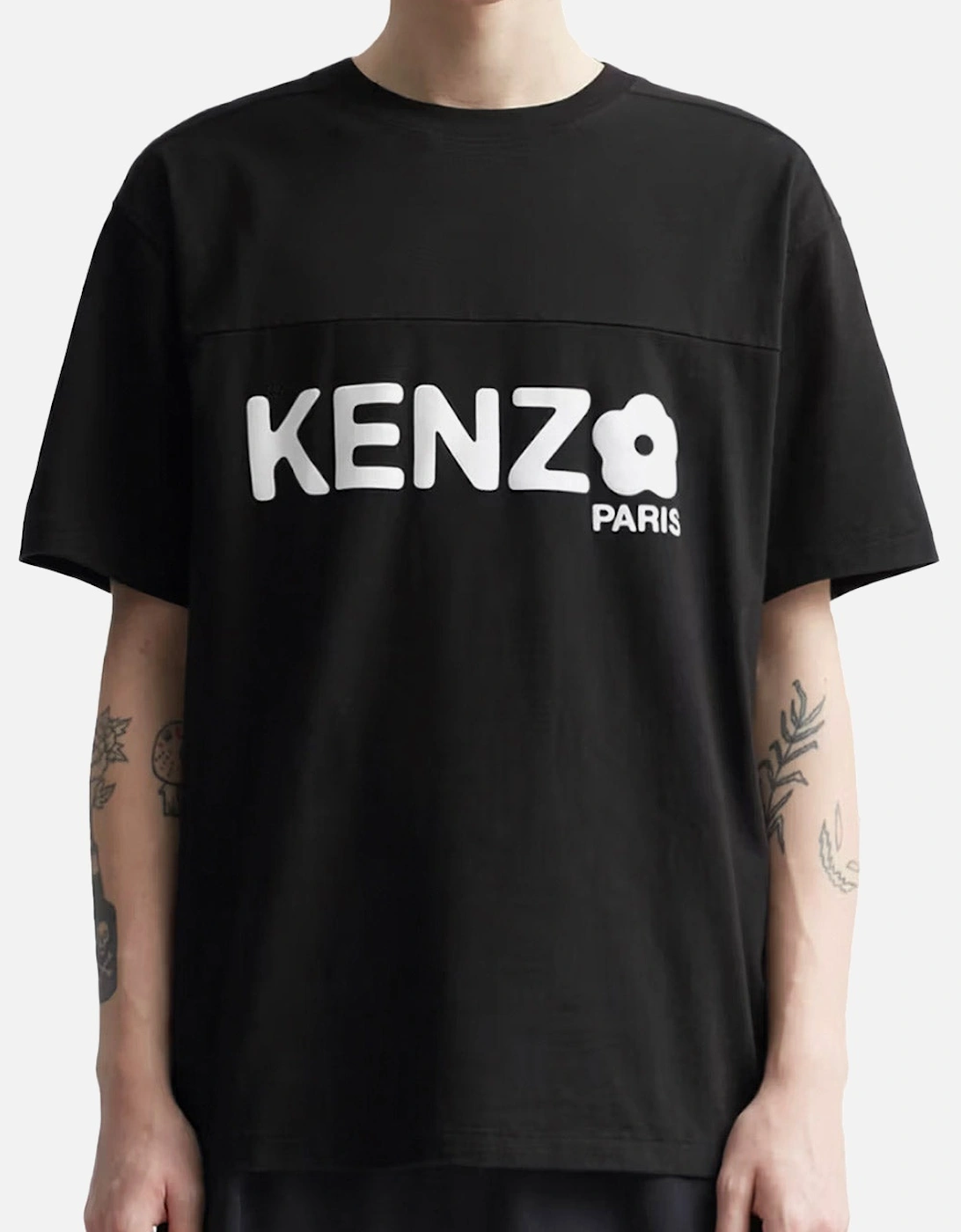 Men's Black Boke 2.0 Flower Logo Oversized T-Shirt