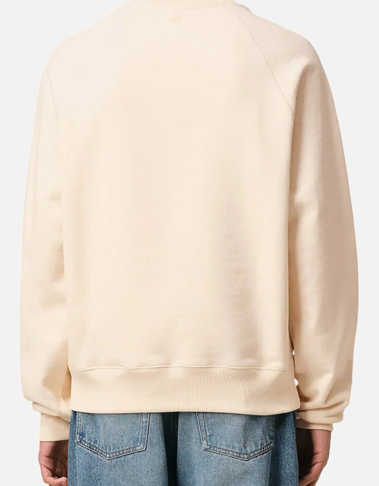 Men's White Cream Cotton Ami De Coeur Patch Sweatshirt