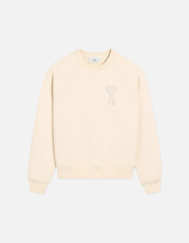 Men's White Cream Cotton Ami De Coeur Patch Sweatshirt
