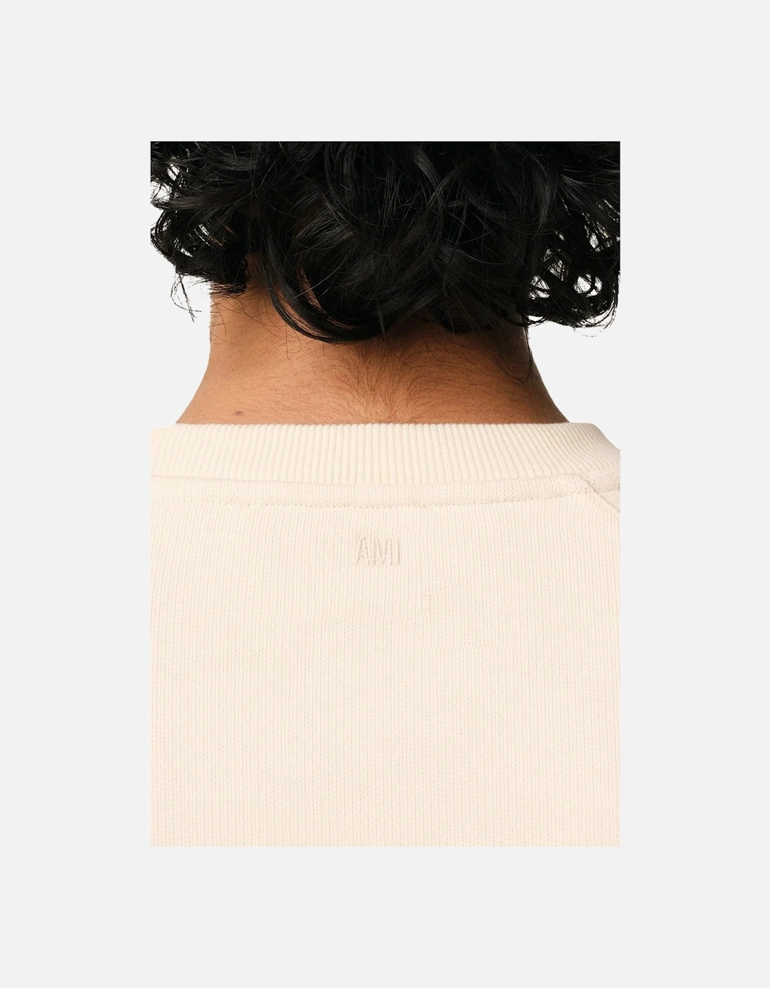 Men's White Cream Cotton Ami De Coeur Red Patch Sweatshirt