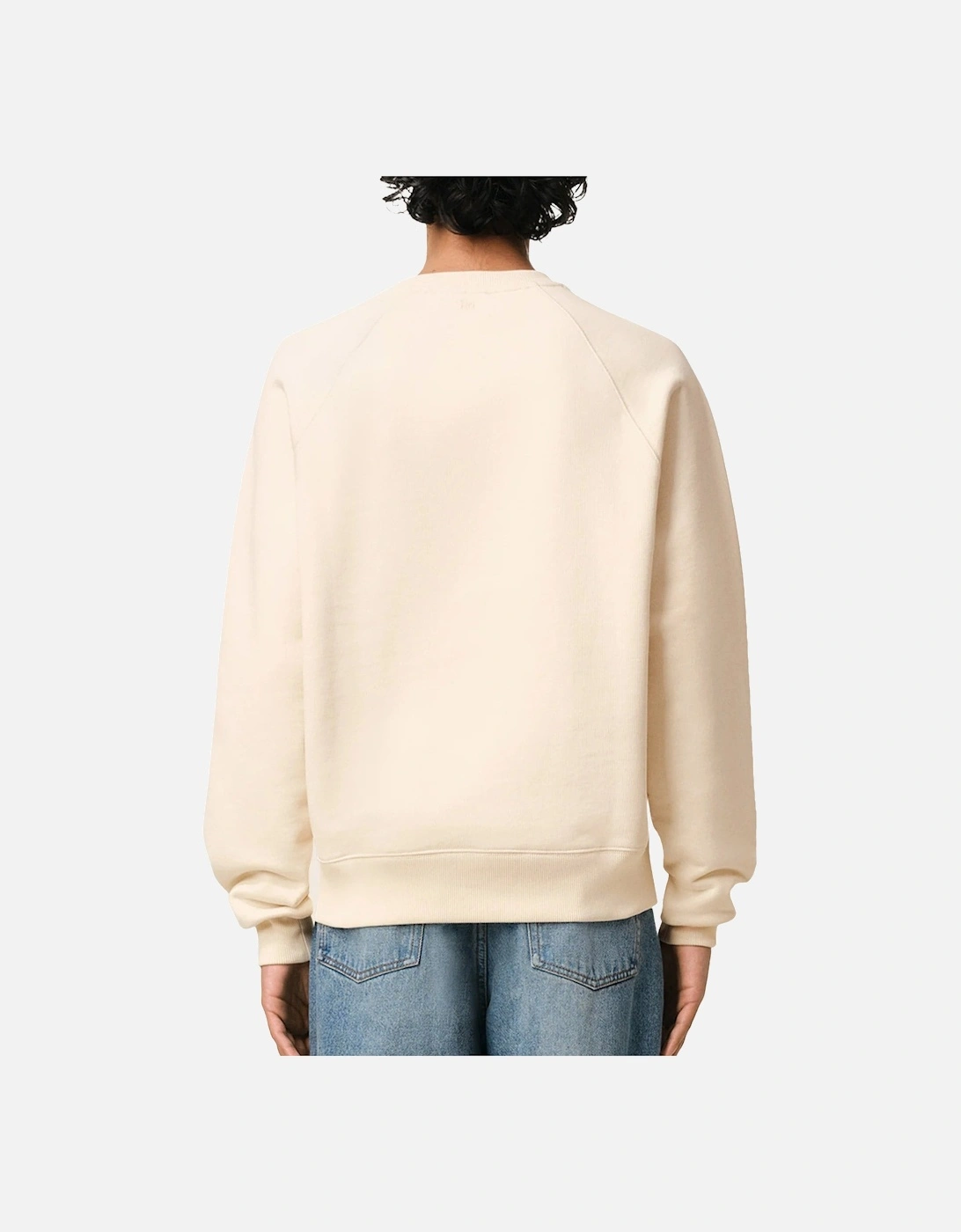 Men's White Cream Cotton Ami De Coeur Red Patch Sweatshirt