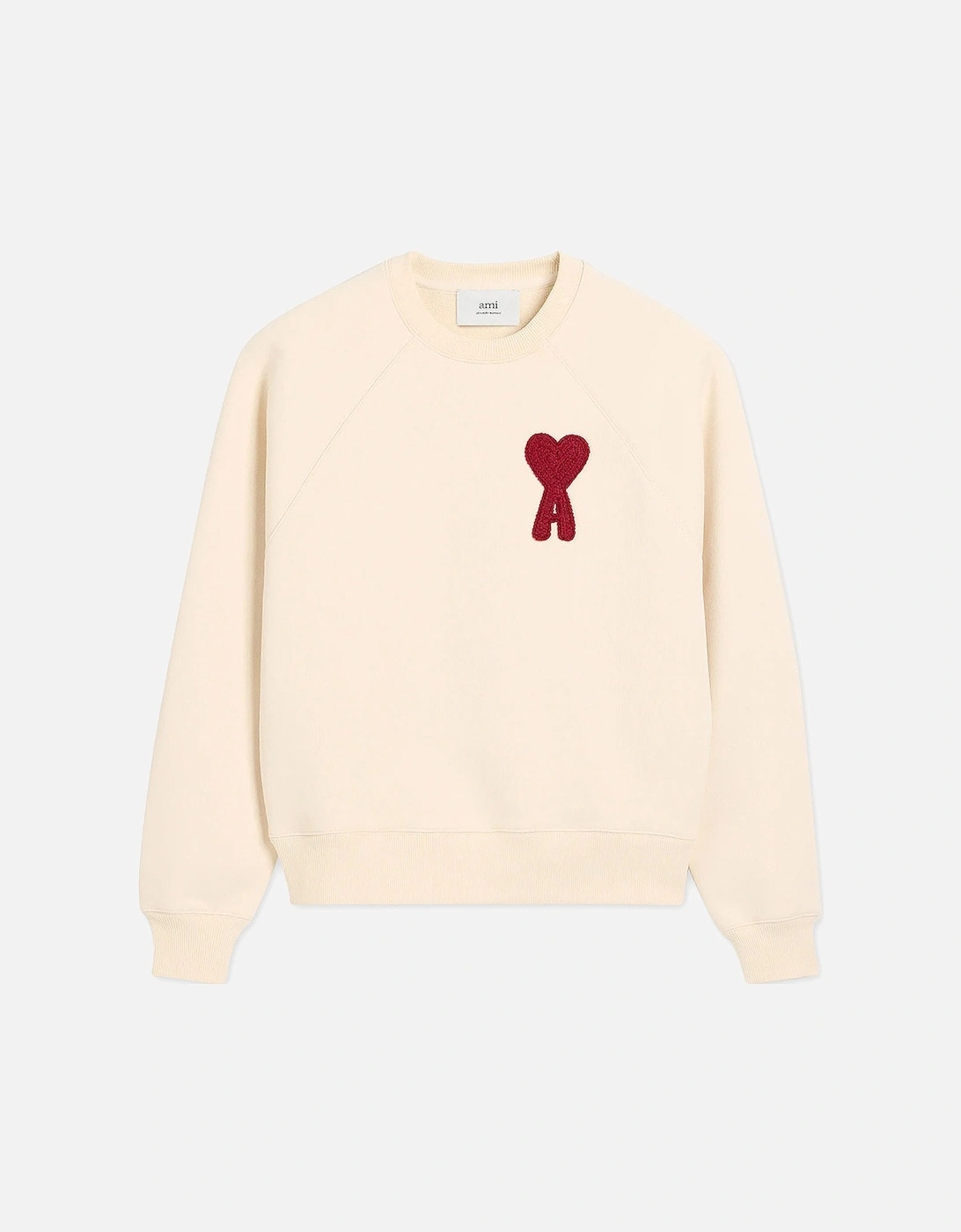 Men's White Cream Cotton Ami De Coeur Red Patch Sweatshirt, 5 of 4