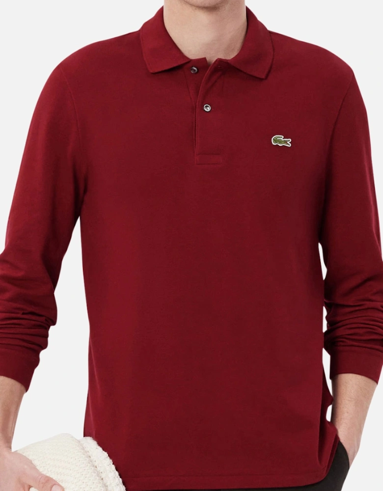 Men's Bordeaux L1212 Classic Long Sleeve Polo T-Shirt