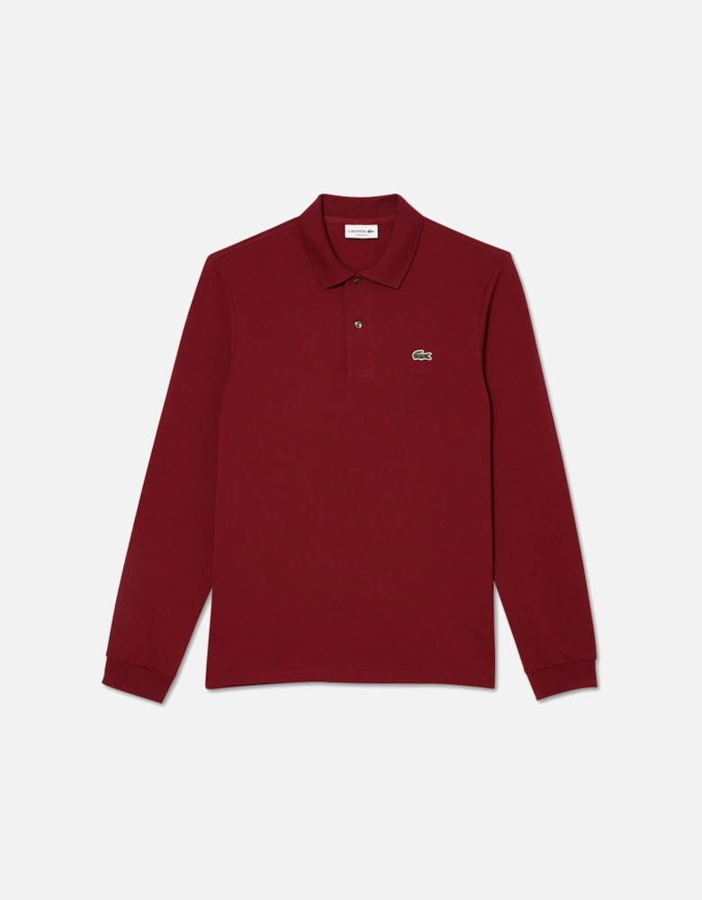 Men's Bordeaux L1212 Classic Long Sleeve Polo T-Shirt
