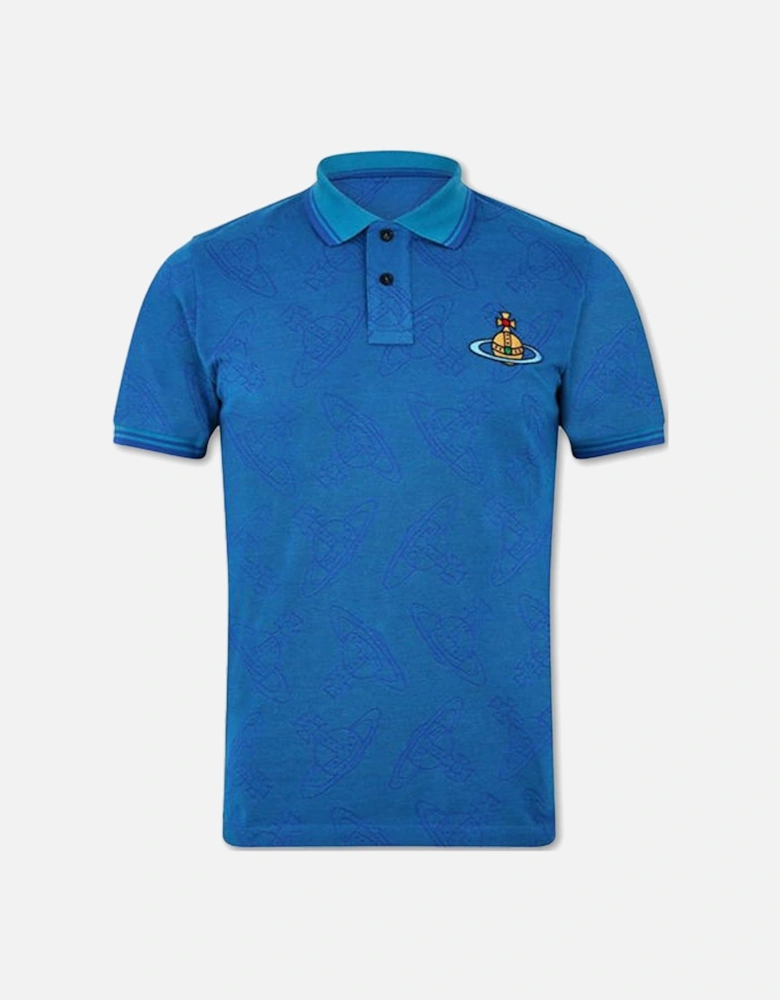 Men's Blue All Over Orb Classic Polo Shirt