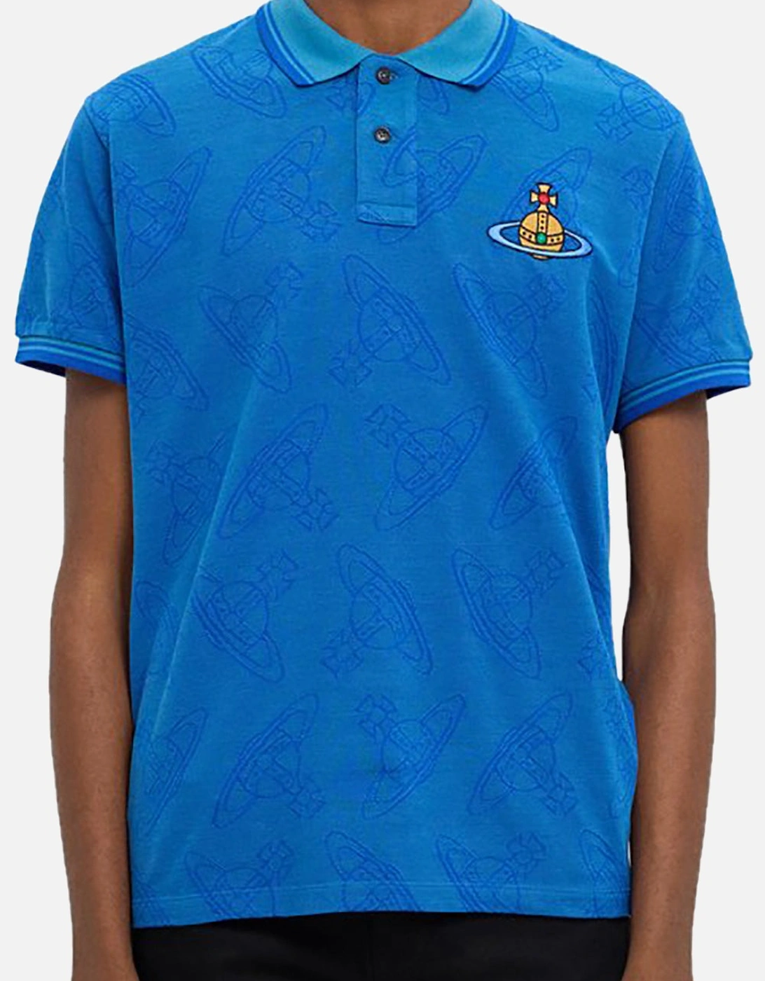 Men's Blue All Over Orb Classic Polo Shirt