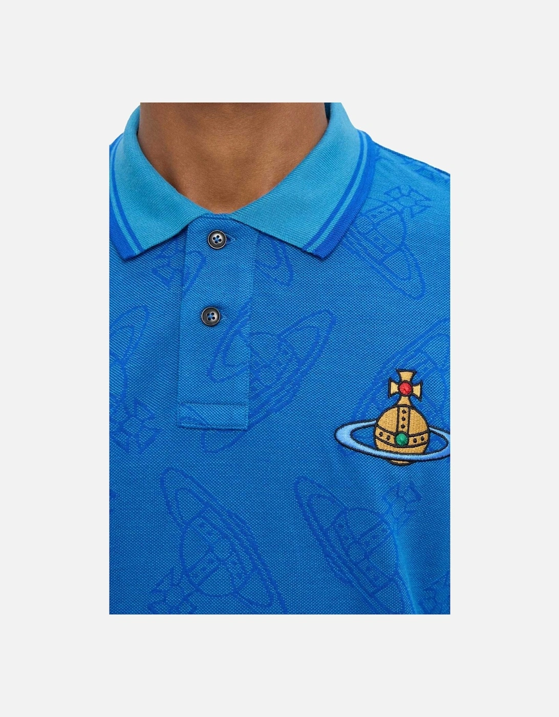 Men's Blue All Over Orb Classic Polo Shirt