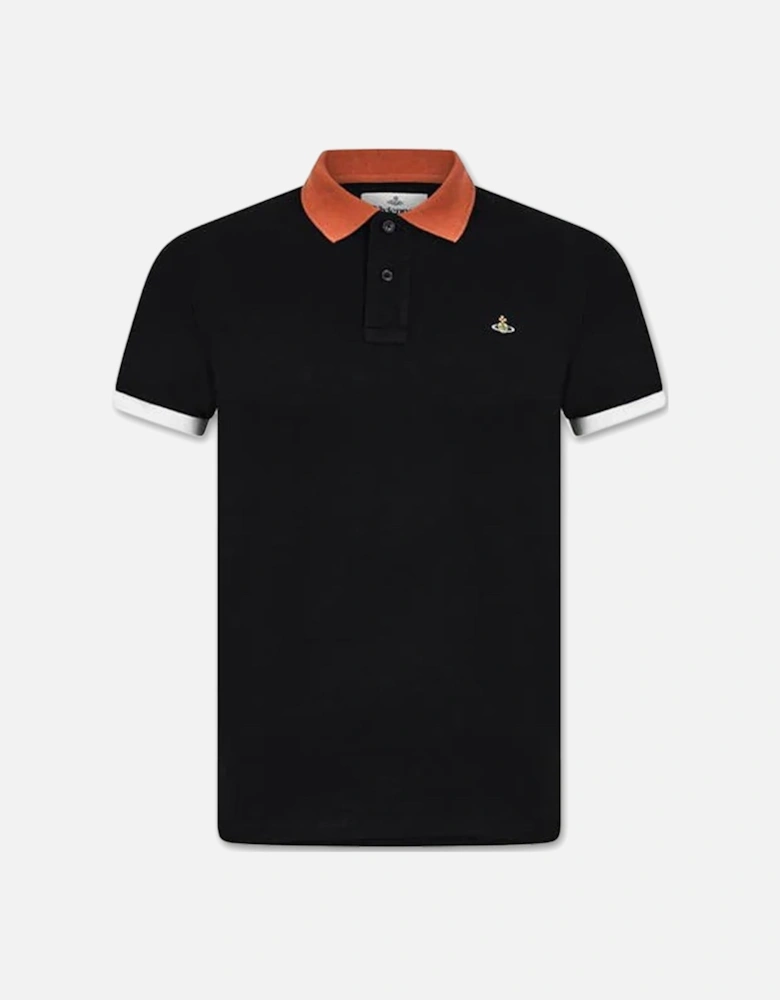 Men's Black Embroidered Logo Polo Shirt
