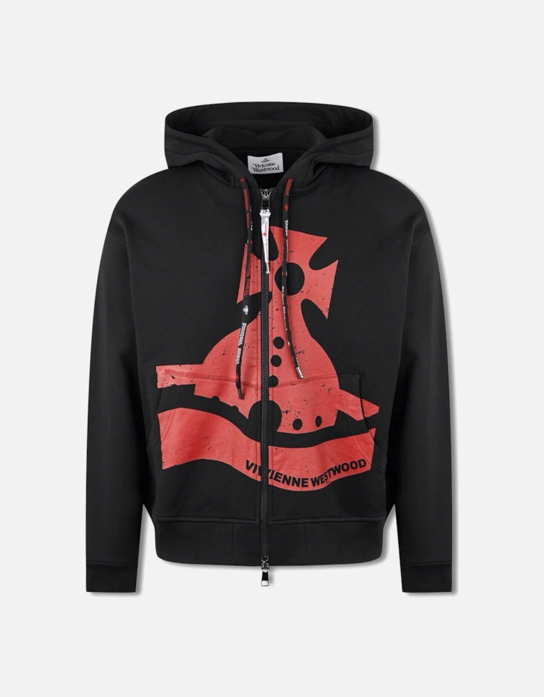 Men's Black Sunken Orb Zip Hoodie