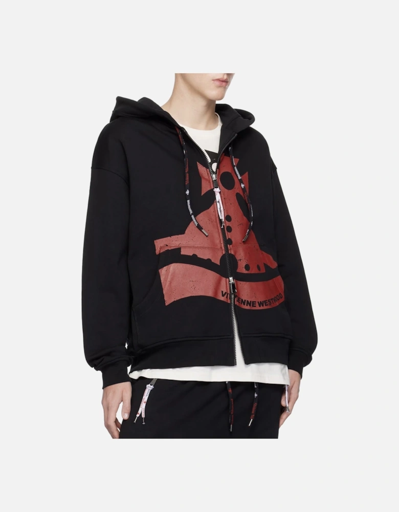 Men's Black Sunken Orb Zip Hoodie