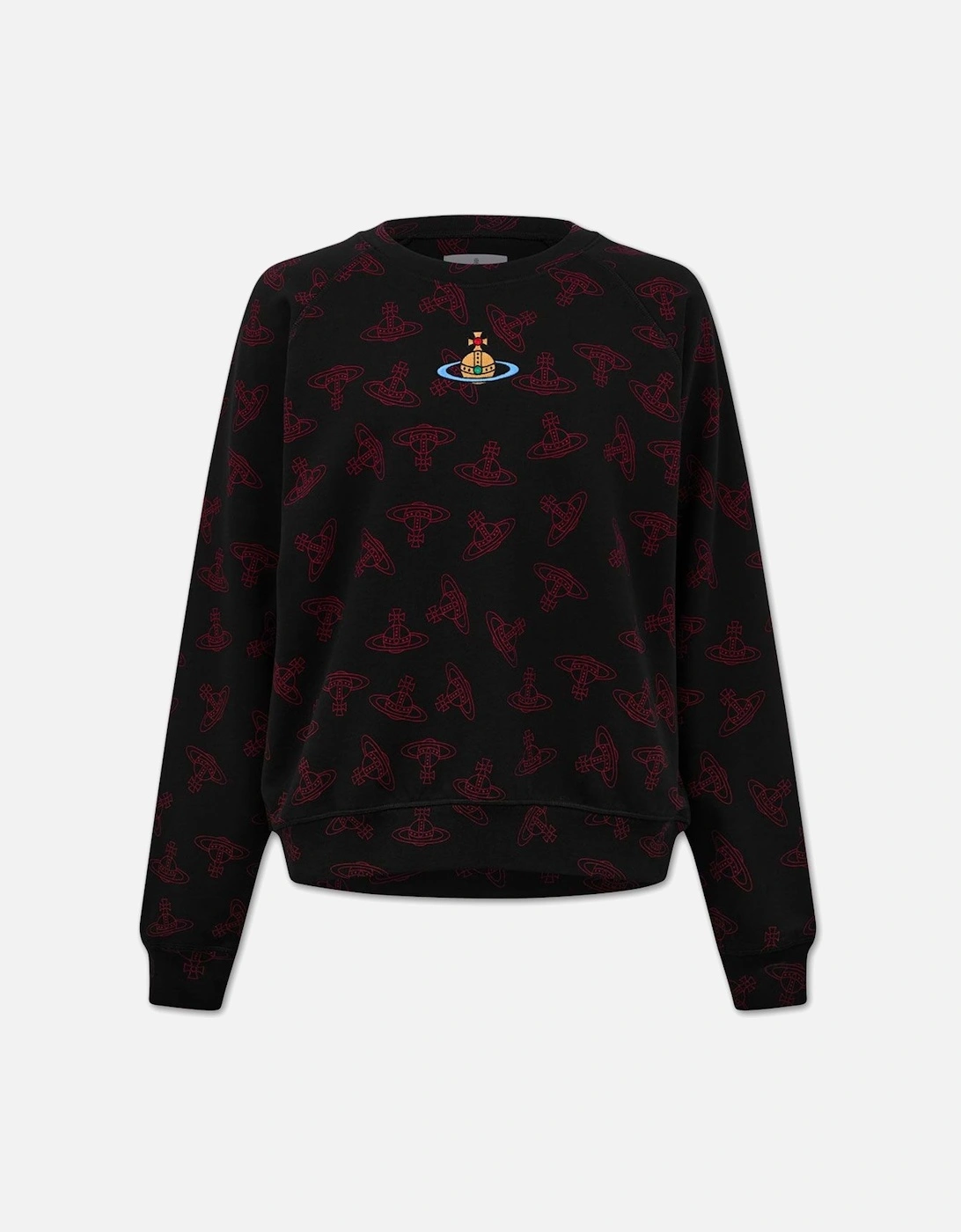 Men's Black Centre Orb All-Over Jacquard Orb Pattern Raglan Sweatshirt, 4 of 3