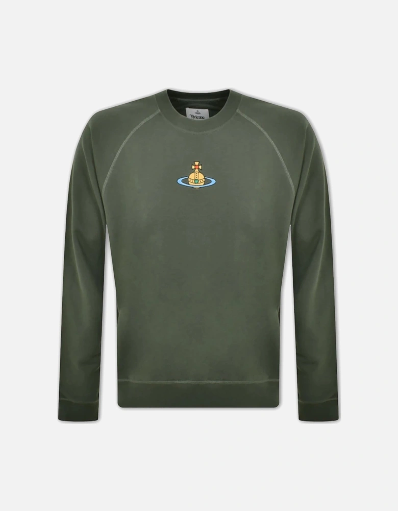 Men's Green Centre Orb Raglan Sweatshirt