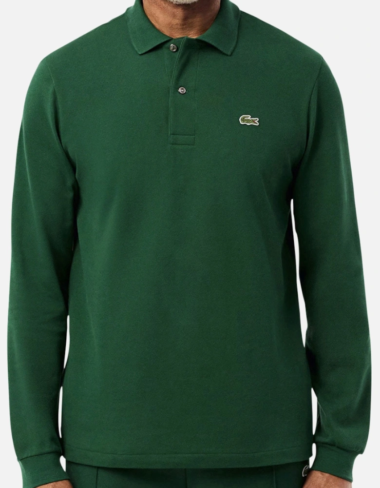 Men's Pine Green L1212 Classic Long Sleeve Polo T-Shirt
