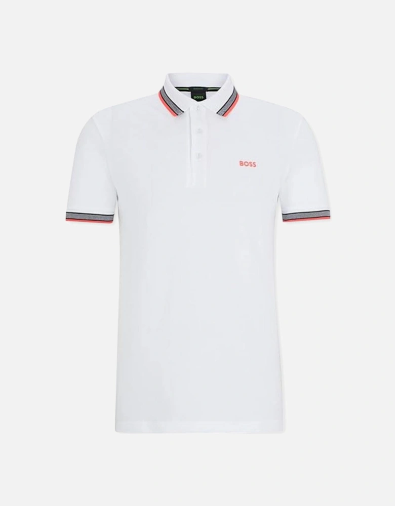 Men's White Boss Paddy Piqué Polo Shirt