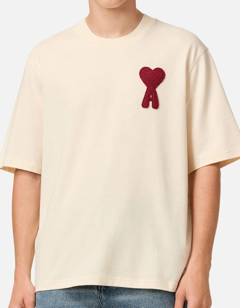 Men's Beige 'Ami de Coeur' Red Patch T-Shirt