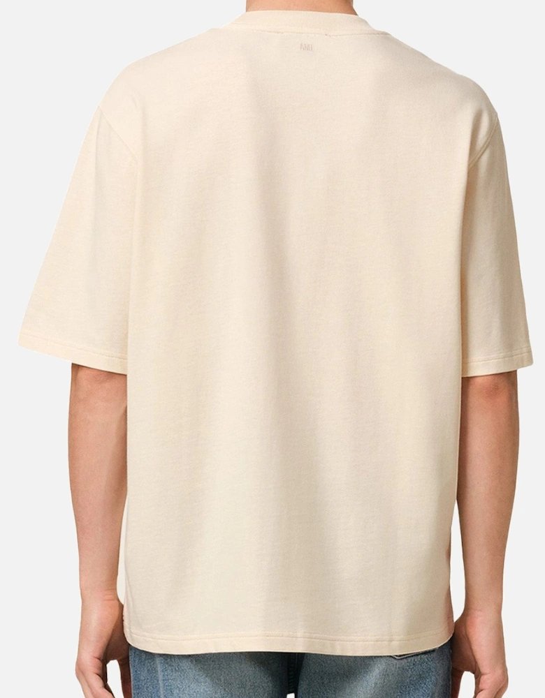 Men's Beige 'Ami de Coeur' Red Patch T-Shirt