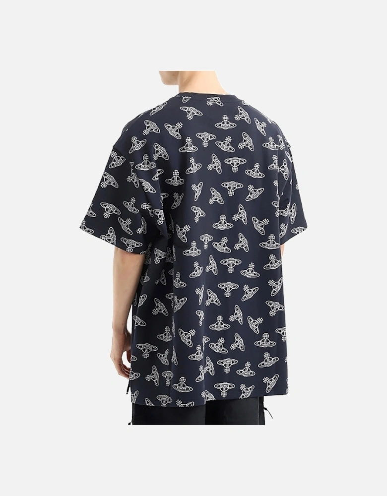 Men's Navy All Over Orb Oversized T-Shirt
