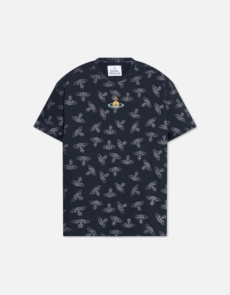 Men's Navy All Over Orb Oversized T-Shirt
