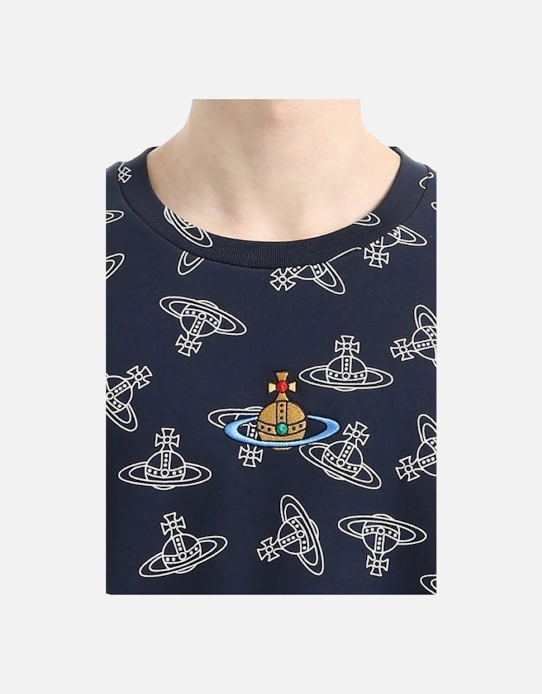 Men's Navy All Over Orb Oversized T-Shirt