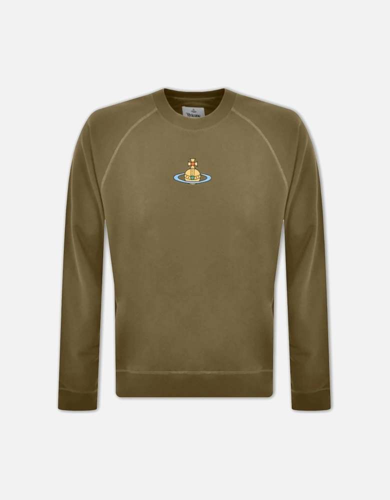 Men's Olive Centre Orb Raglan Sweatshirt