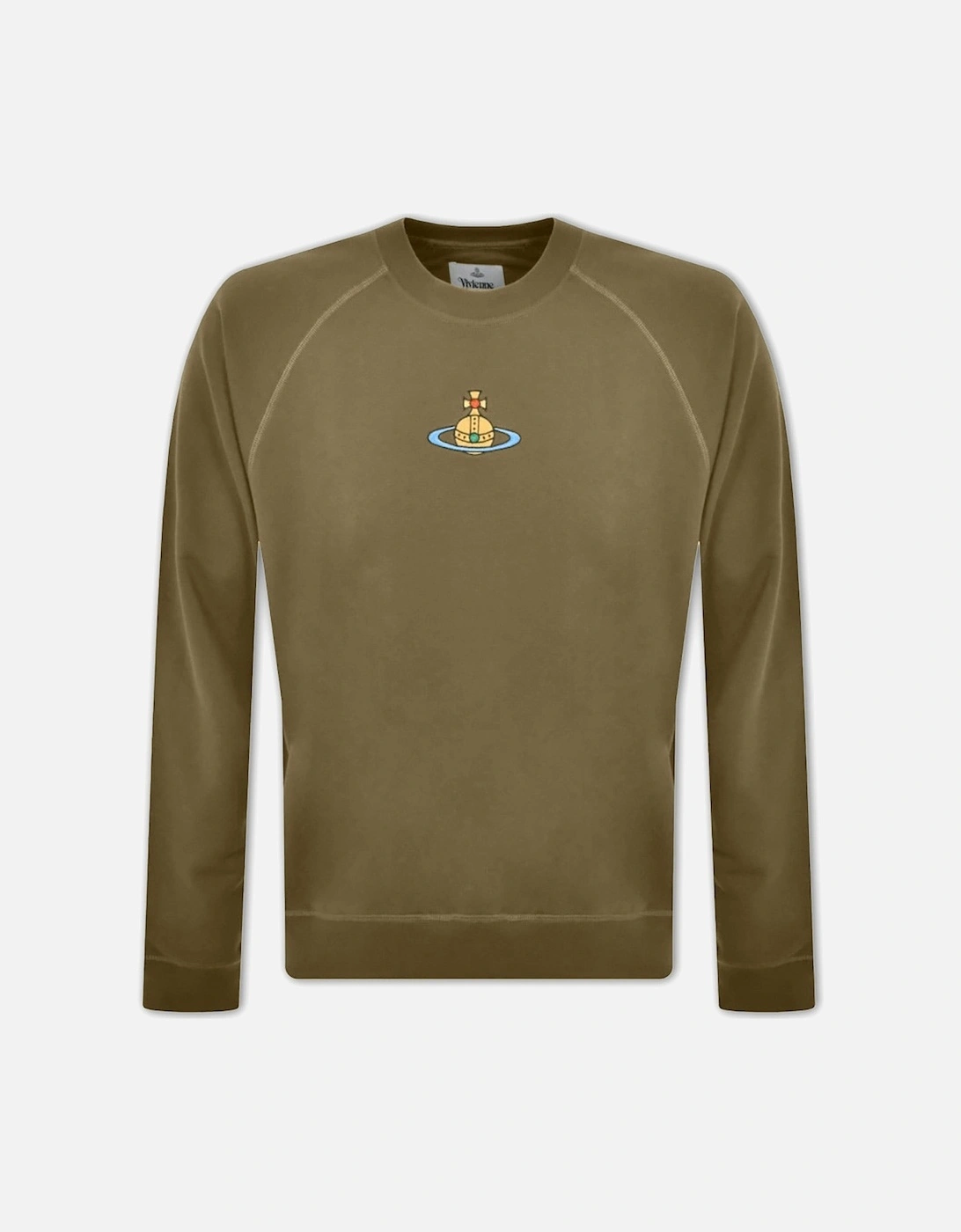 Men's Olive Centre Orb Raglan Sweatshirt, 4 of 3