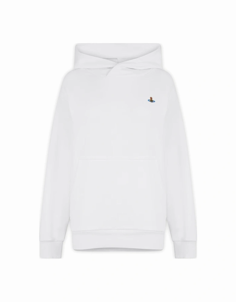 Men's White Embroidered Orb Hooded Sweatshirt