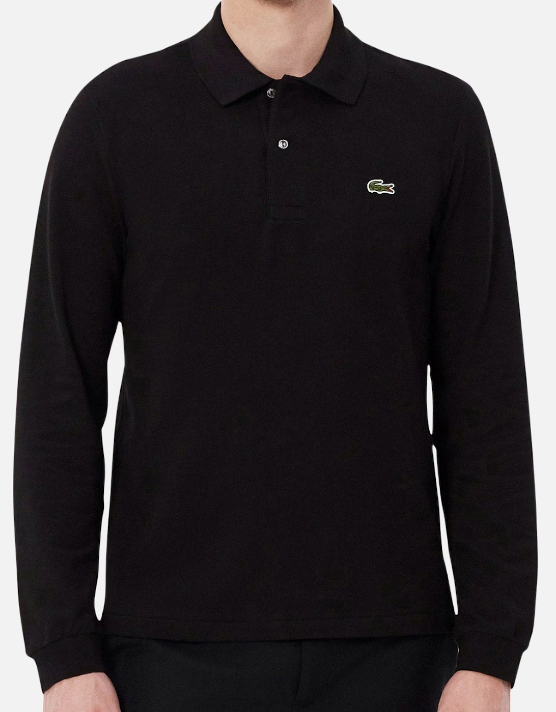 Men's Black L1212 Classic Long Sleeve Polo T-Shirt