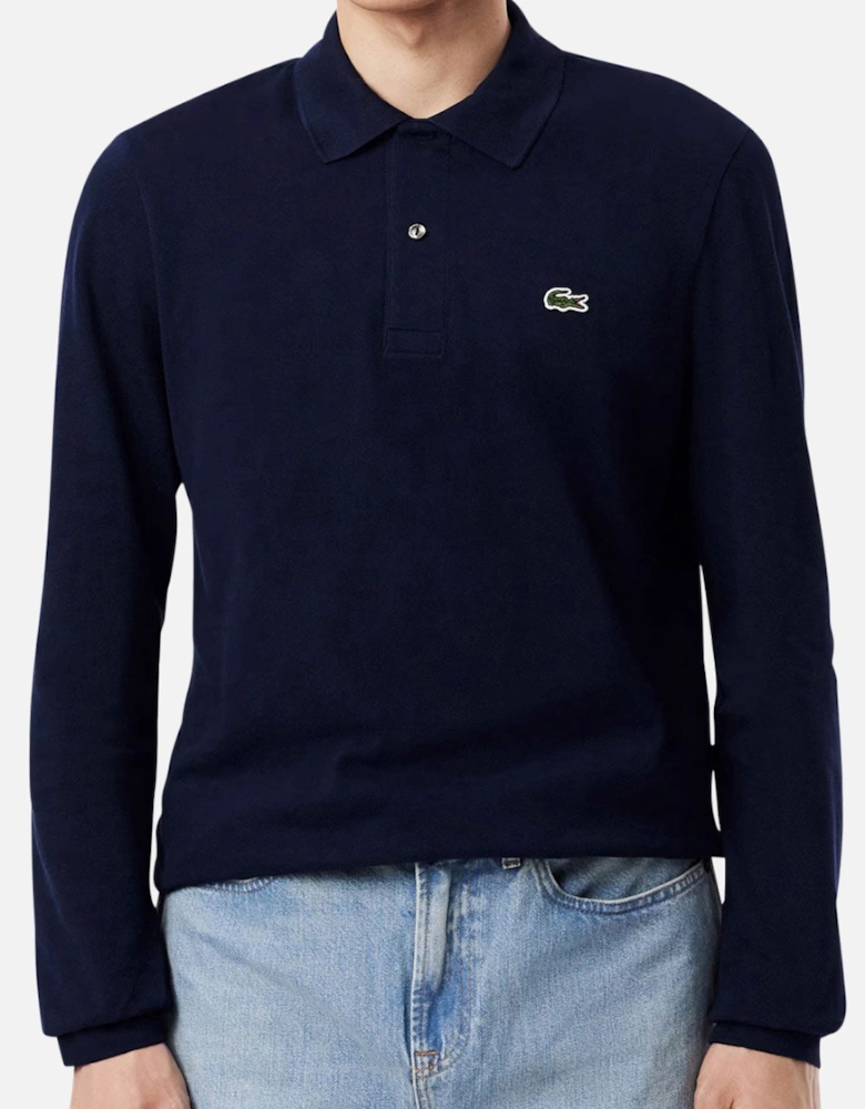 Men's Midnight Blue L1212 Classic Long Sleeve Polo T-Shirt