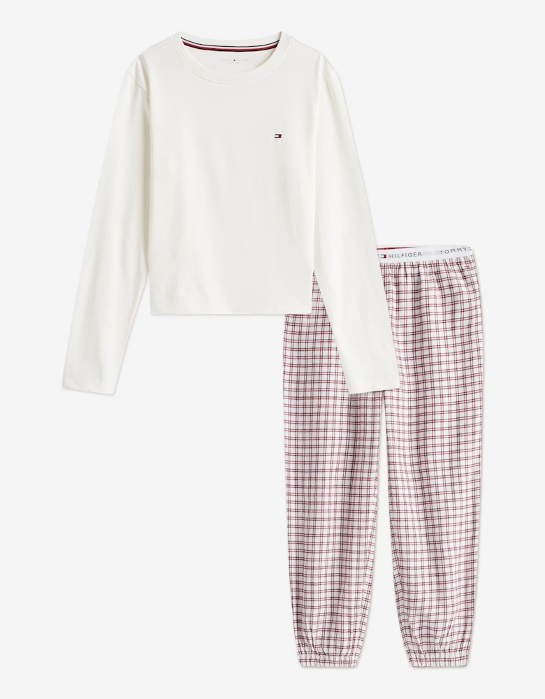 Girs Long Sleeve Cuffed PJ Set in Ivory