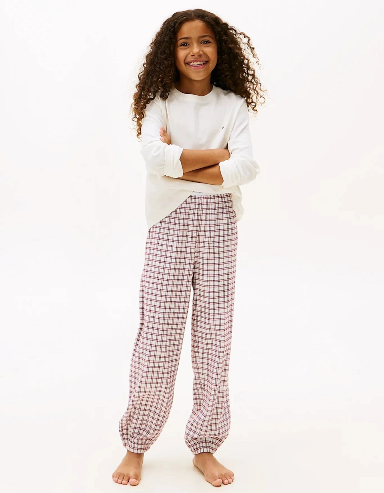 Girs Long Sleeve Cuffed PJ Set in Ivory