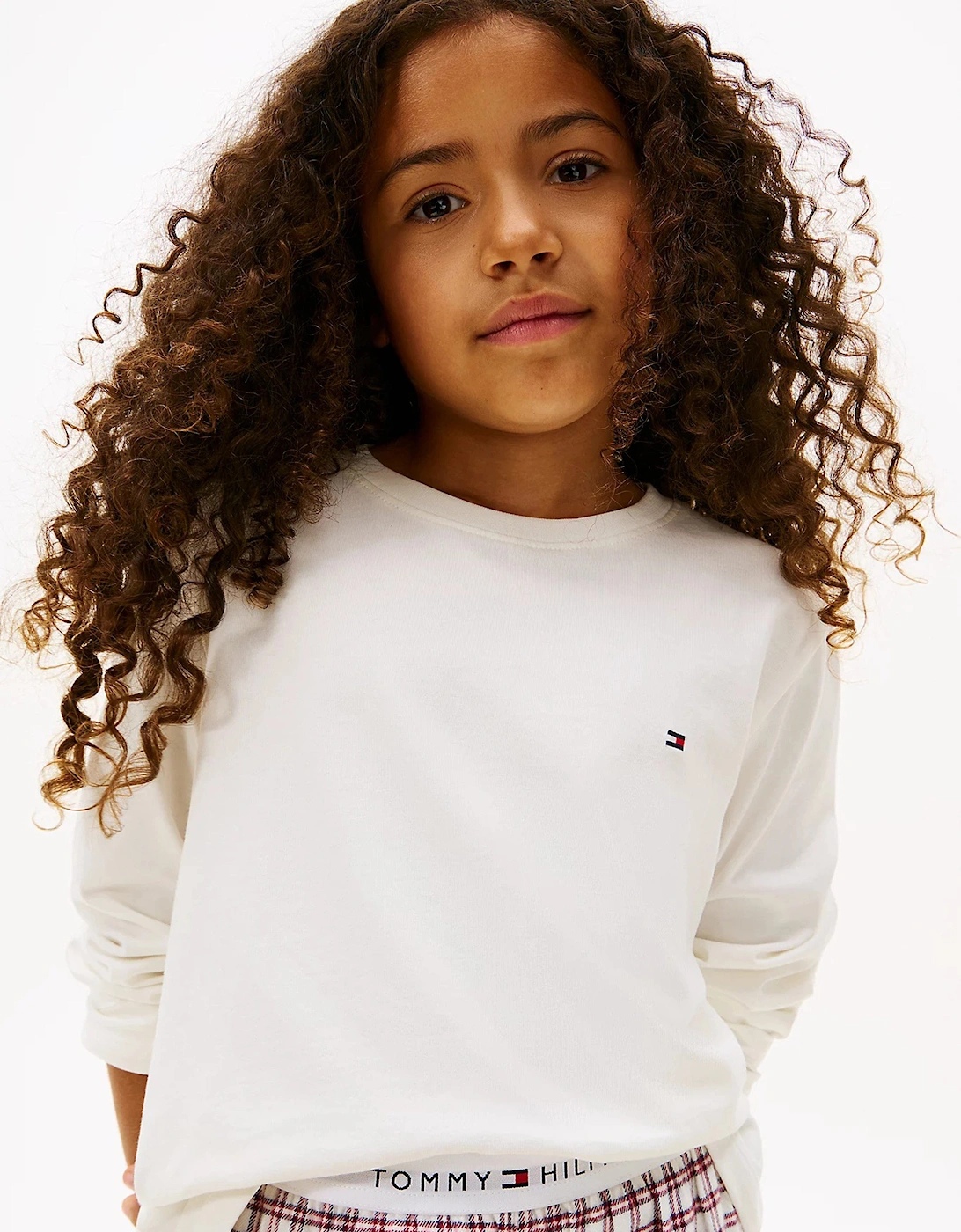 Girs Long Sleeve Cuffed PJ Set in Ivory